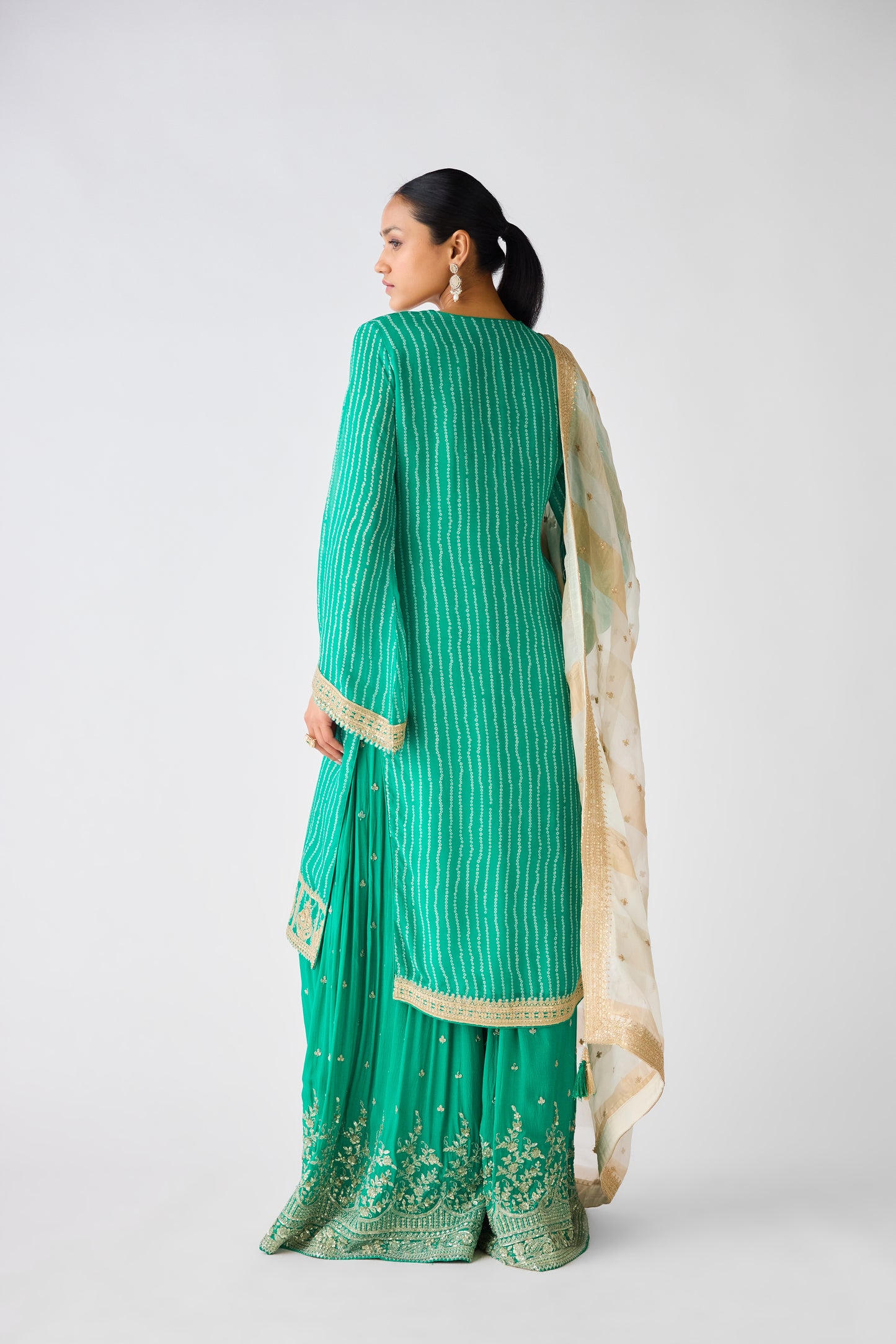 Green Zari Work Sharara Set