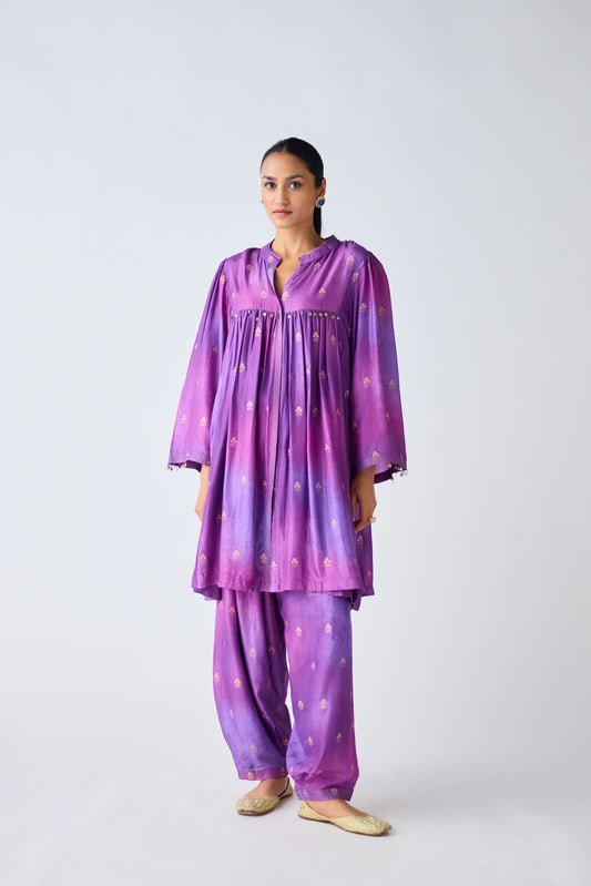 Purple Banarasi Silk Co-ord Set