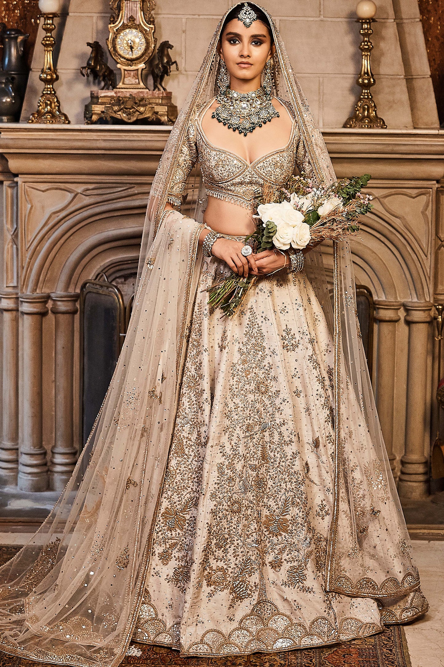 The Aurum Ekru Tree of Life Lehenga