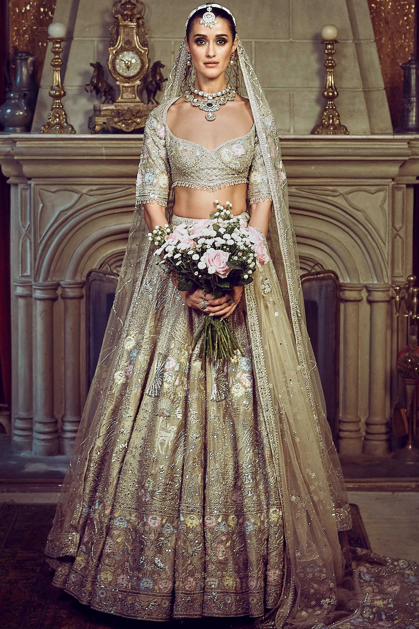 The Autumn Antelope Aged Gold Lehenga