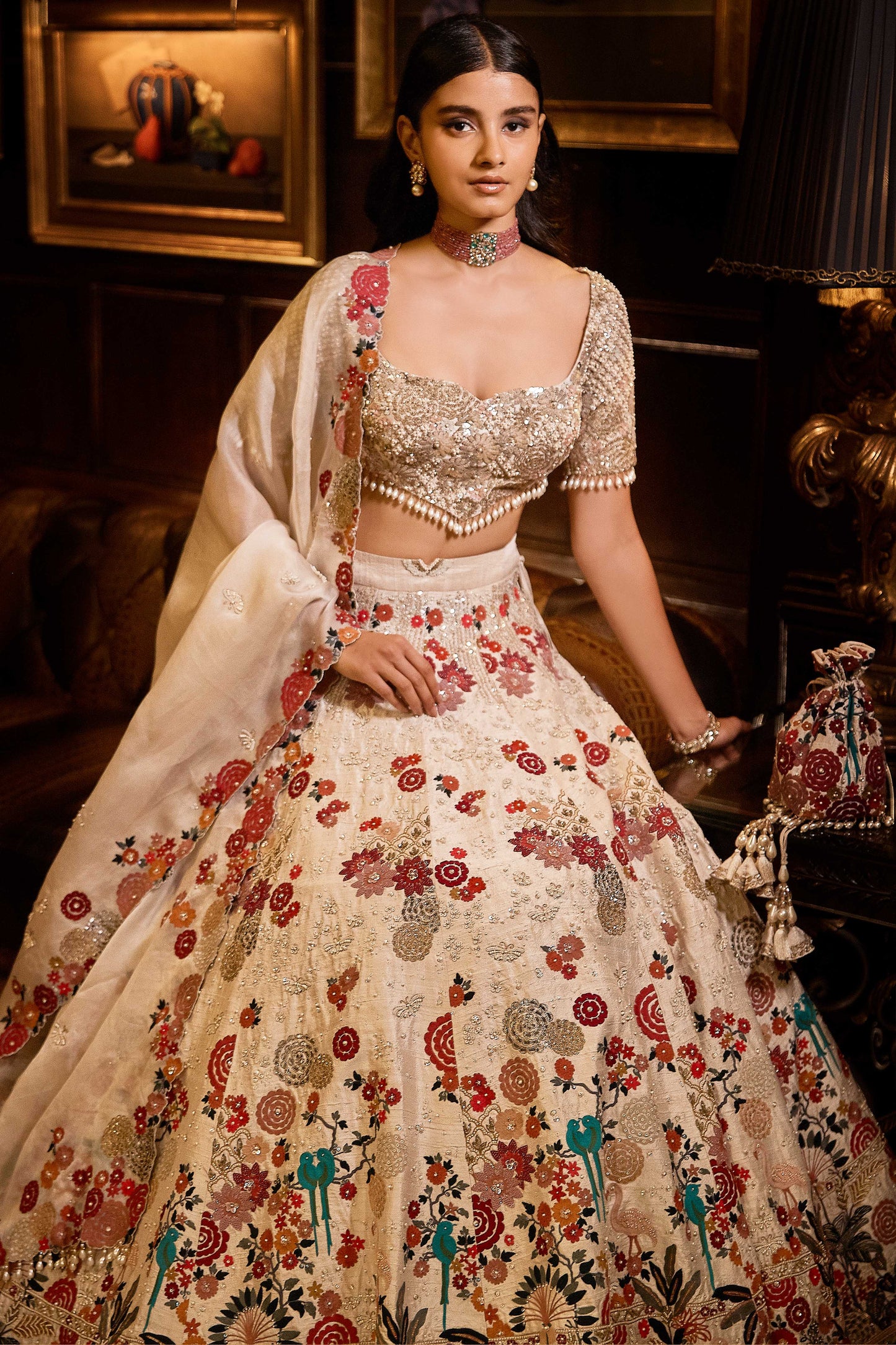 The Royal Satire Ekru Lehenga