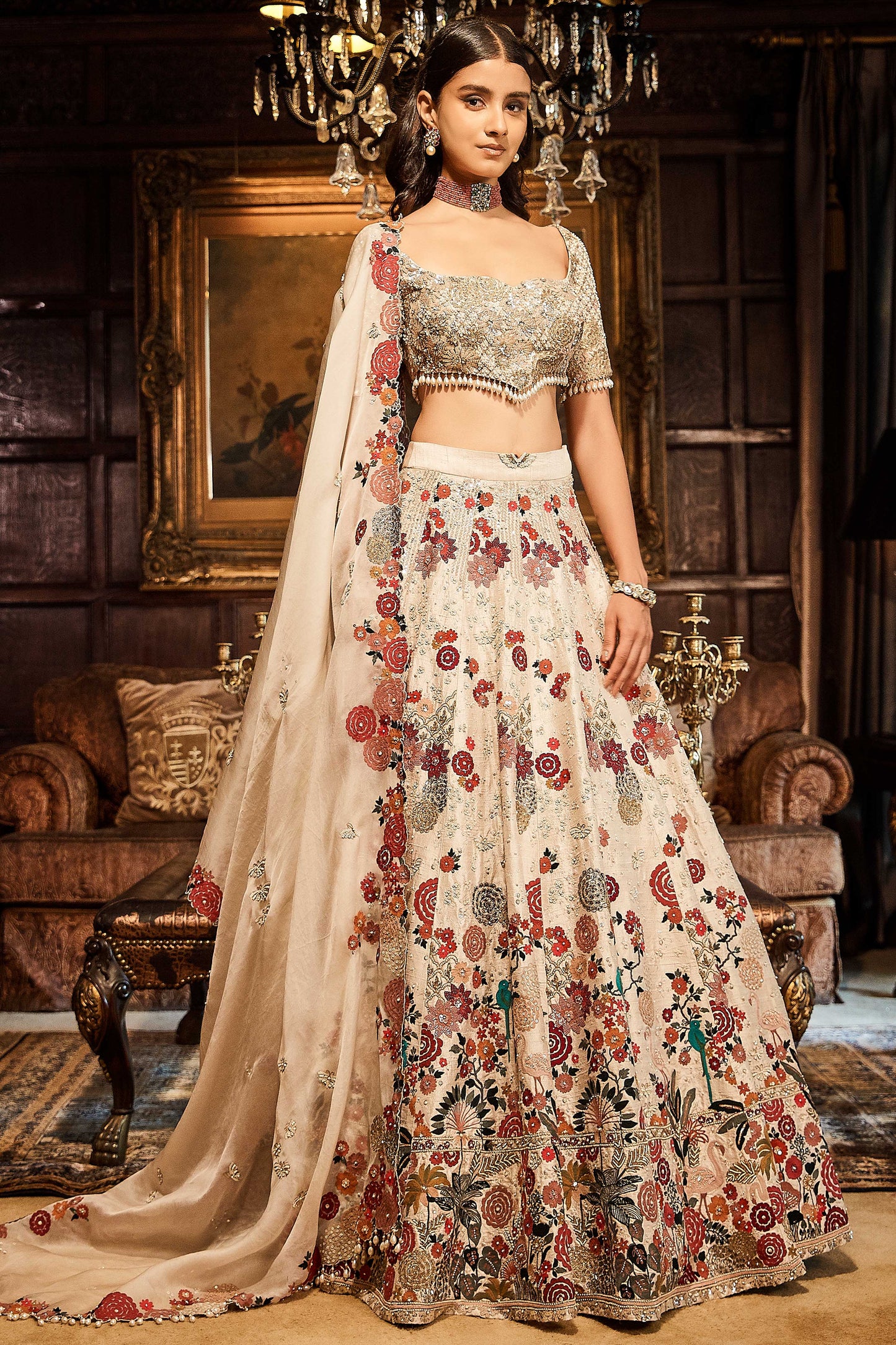 The Royal Satire Ekru Lehenga