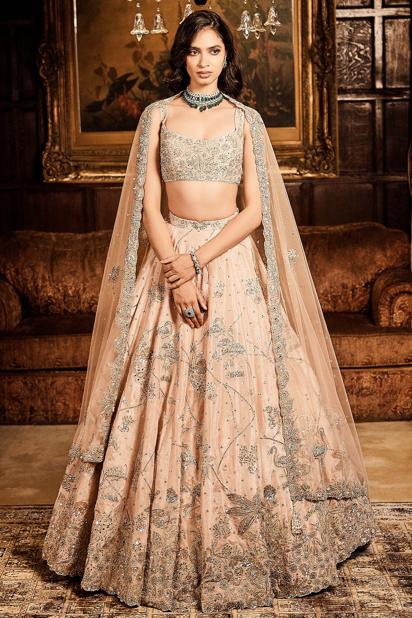 The Moroccon Pink Flamingo Landscape Lehenga