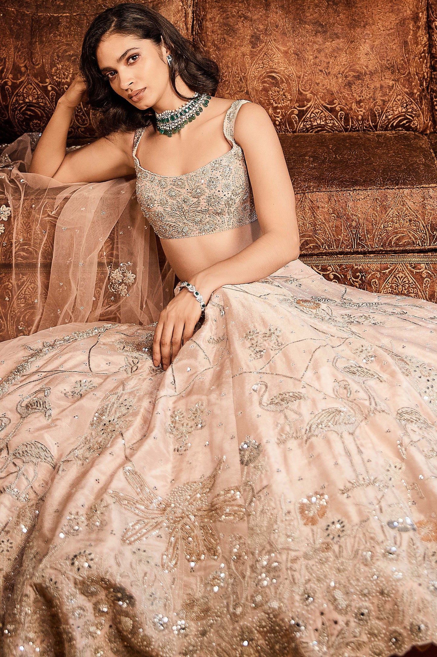 The Moroccon Pink Flamingo Landscape Lehenga